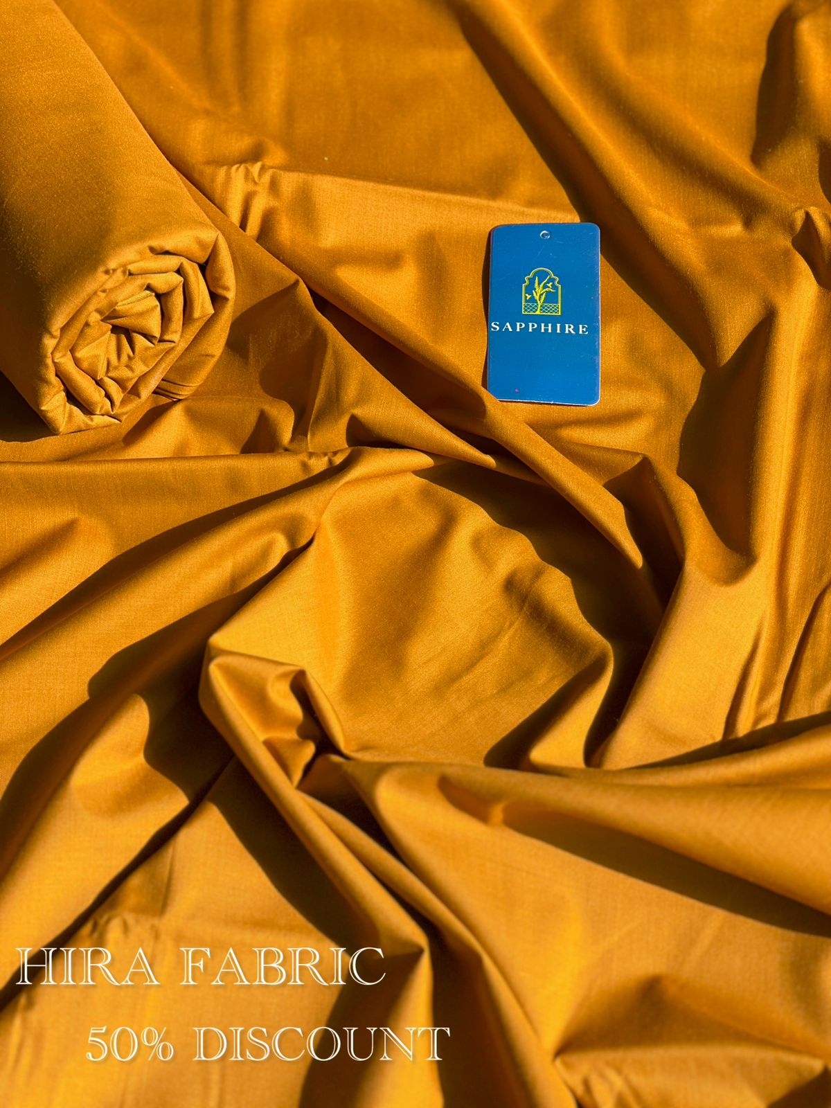 Hira by Sapphire – Luxury Golden Yellow Wash & Wear | 4 Meter Unstitched Fabric for Men