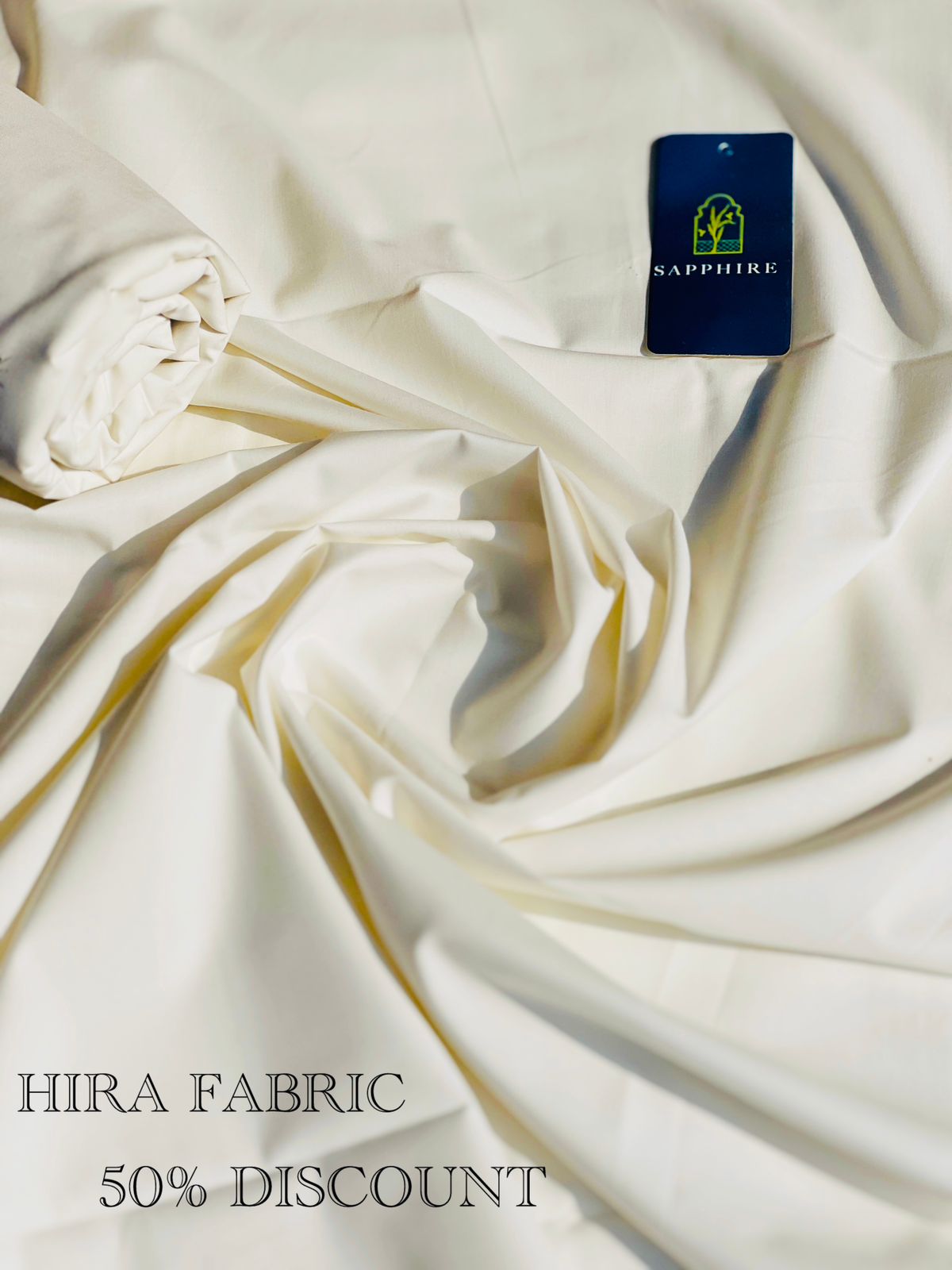 Hira by Sapphire – Elegant Offwhite Wash & Wear | 4 Meter Premium Fabric